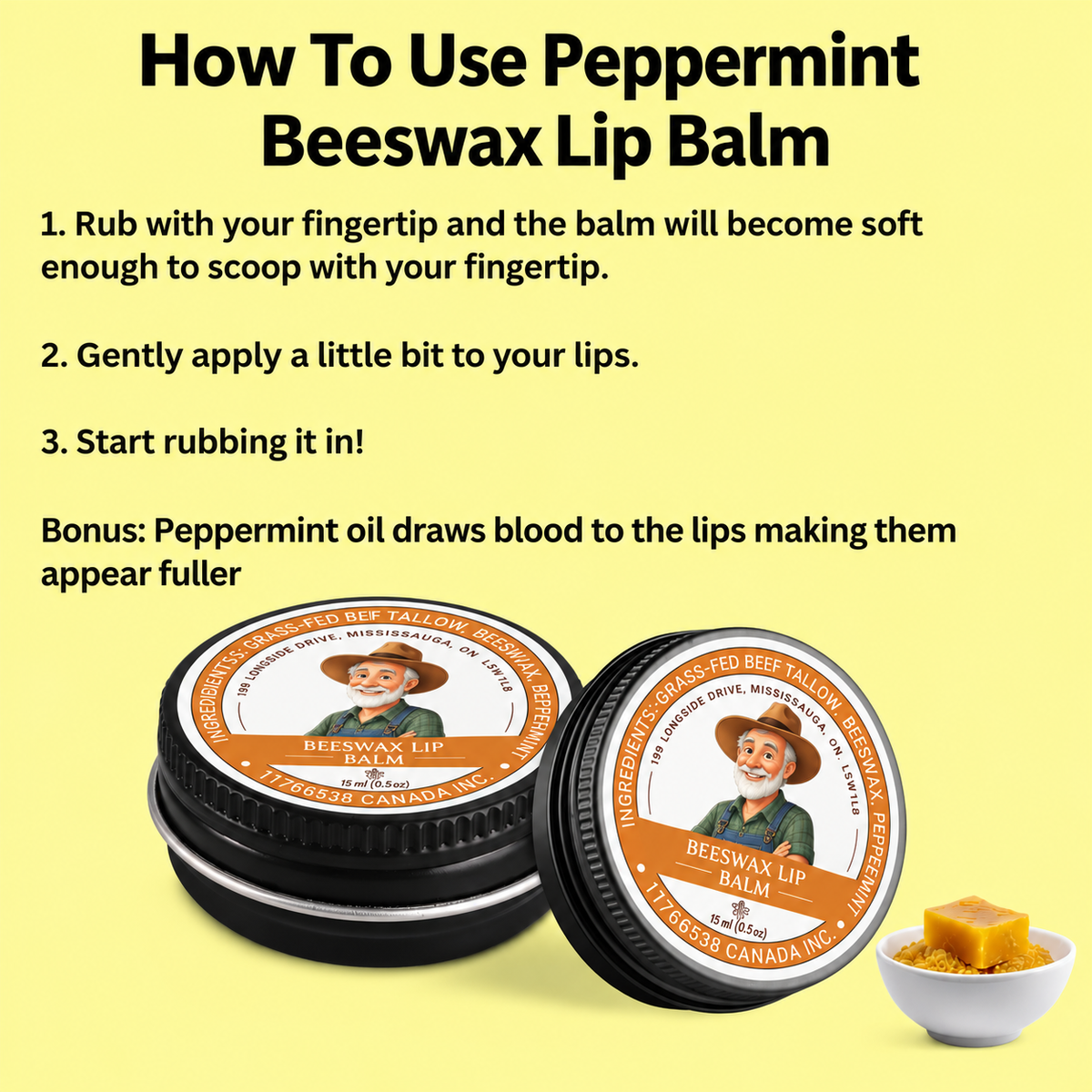 Peppermint Beeswax Lip Balm - 15 ml